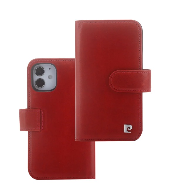 iPhone 12 / 12 Pro - Pierre Cardin Genuine Leather Double Wallet Cover - Red