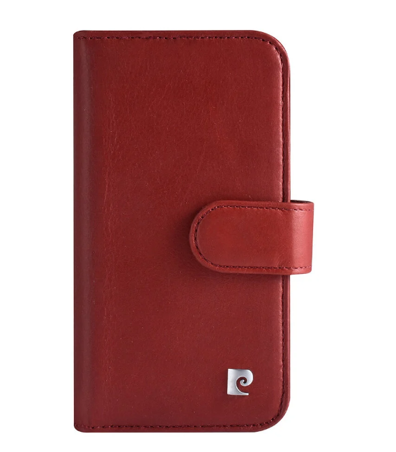 iPhone 13 Mini - Pierre Cardin Genuine Leather Double Wallet Cover - Red