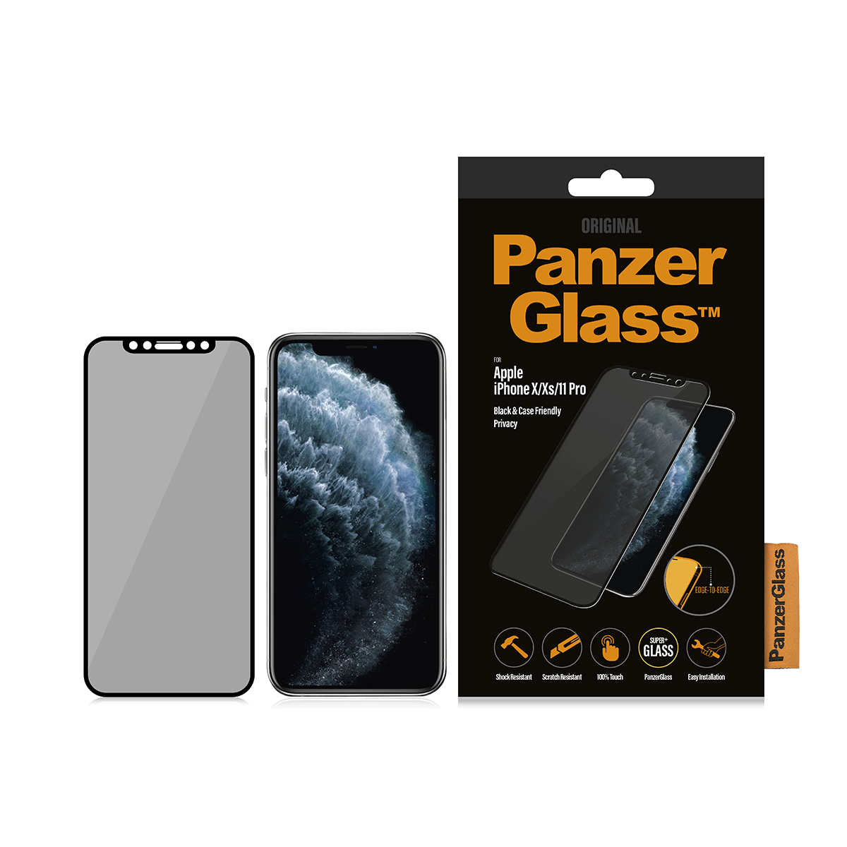 iPhone X / XS / 11 Pro - Edge-To-Edge Black (AB) - PanzerGlass (Privacy) - Billede 4
