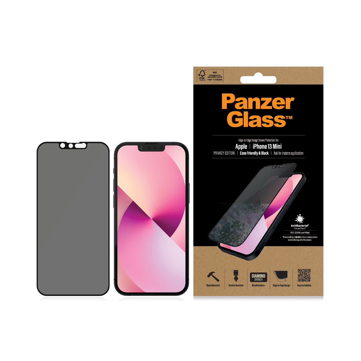 iPhone 13 Mini - Edge-To-Edge Black (AB) - PanzerGlass (Privacy) - Billede 3