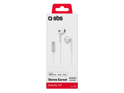 SBS in-ear stereo høretelefoner, Studio Mix 105, Hvid. Med lightning MFI stik - Billede 2