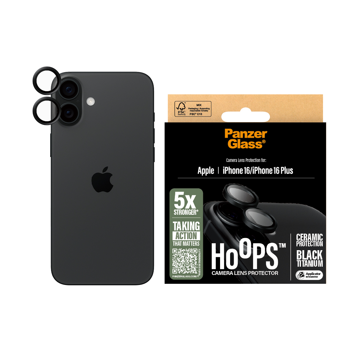 iPhone 16 / 16 Plus - PanzerGlass Ceramic Hoops Kamerabeskyttelse - Billede 2