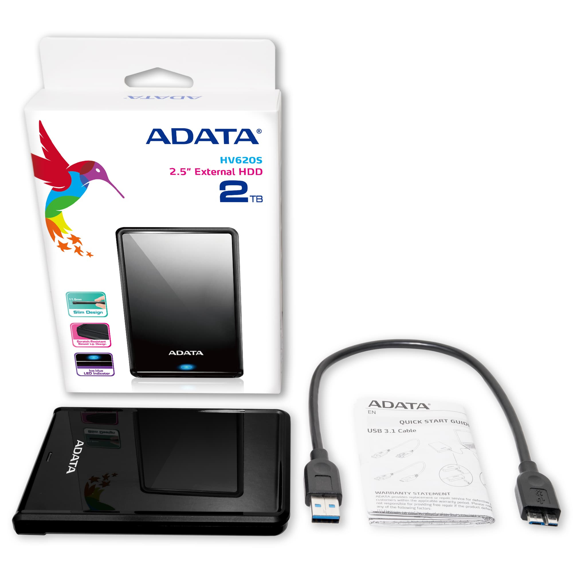 Adata HV620S 2TB USB 3.1 HDD Ekstern Harddisk - Billede 9